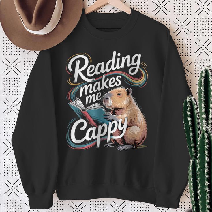 Book Lover Reading Makes Me Cappy Pun Capybara Reading Sweatshirt Gifts for Old Women Book Lover Reading Makes Me Cappy Pun Capybara Reading Sweatshirt Gifts for Old Women