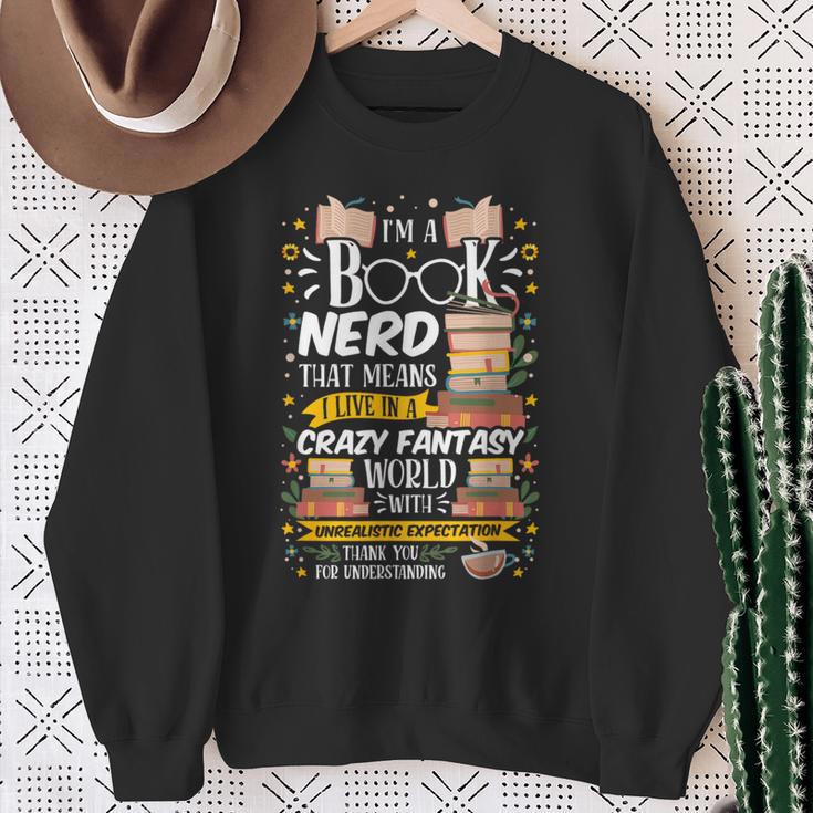Book Nerd Books Reader Writer Student Teacher Reading Author Sweatshirt Gifts for Old Women