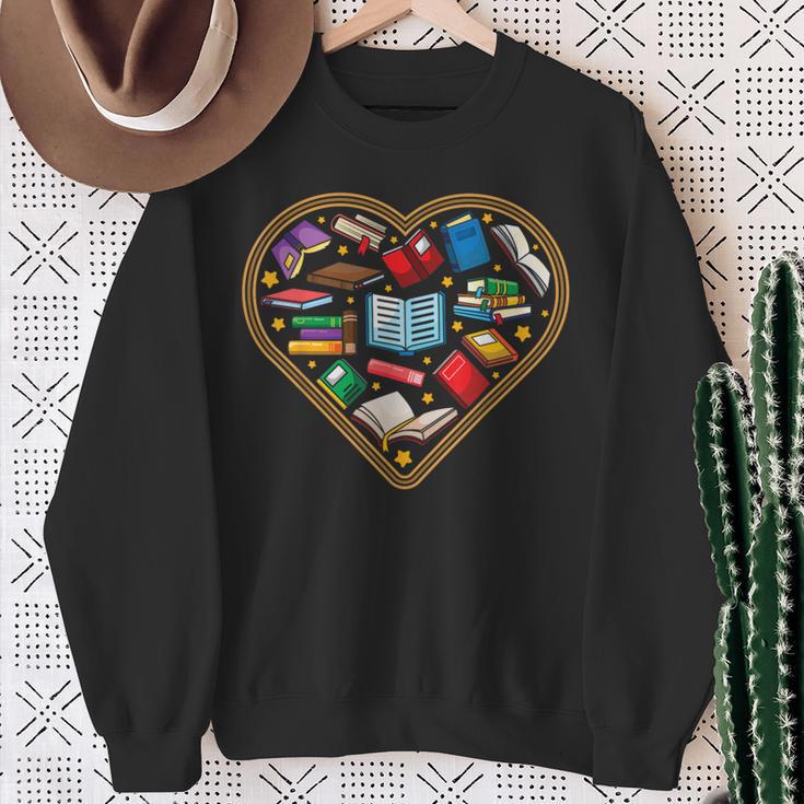 Book Reading Bookworm Reader Literature Heart Sweatshirt Gifts for Old Women Book Reading Bookworm Reader Literature Heart Sweatshirt Gifts for Old Women