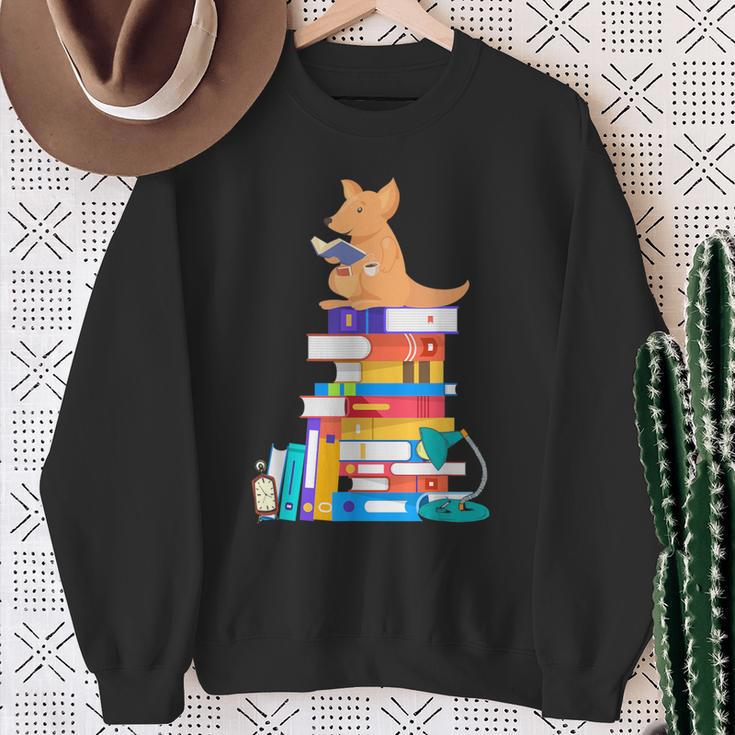 Book Reading Kangaroo Tea Coffee Kawaii Bookworm Sweatshirt Gifts for Old Women