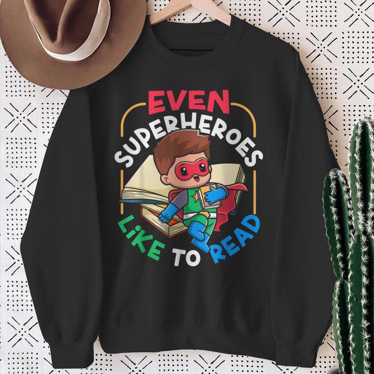 Book Reading Superheroes Like To Read Sweatshirt Gifts for Old Women