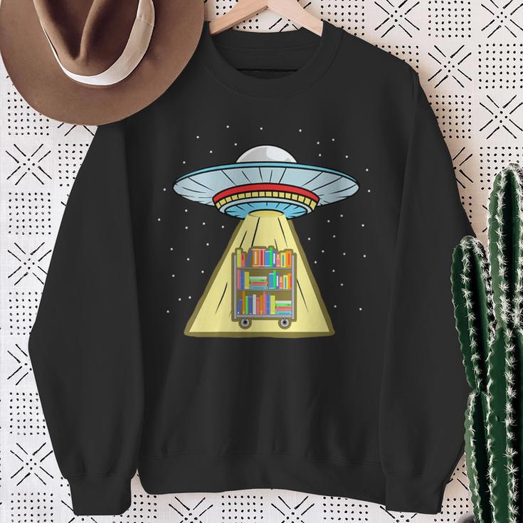 Book Shelf Ufo Abduction Sweatshirt Gifts for Old Women