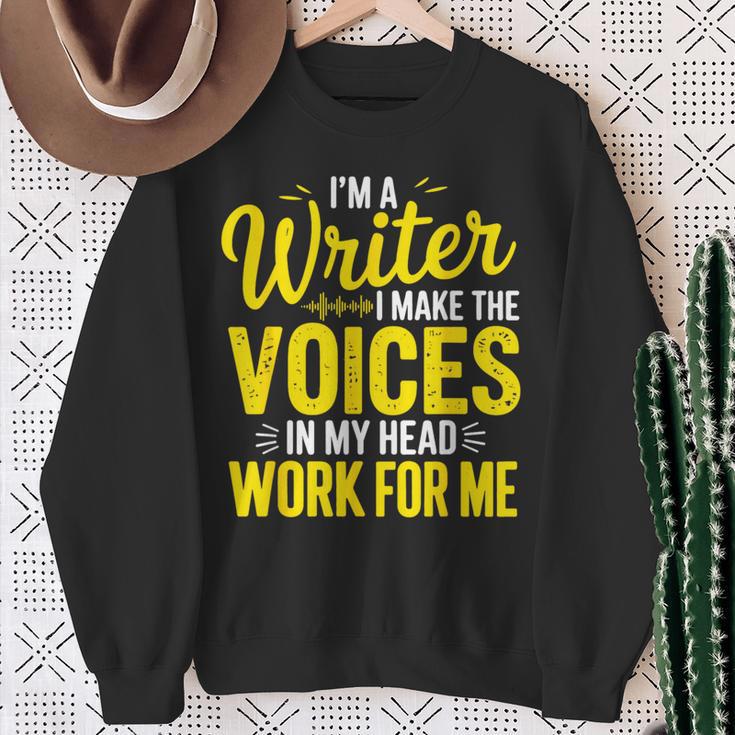 Book Writer Voices In My Head Work For Me Author Writing Sweatshirt Gifts for Old Women