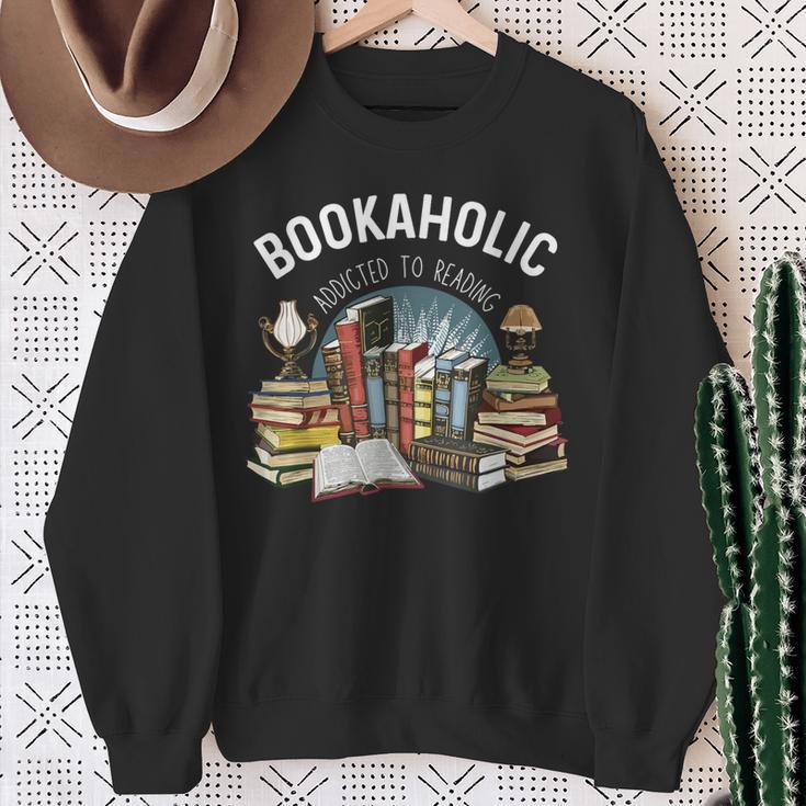 Bookaholic Addicted To Reading Book Lovers Literacy Sweatshirt Gifts for Old Women
