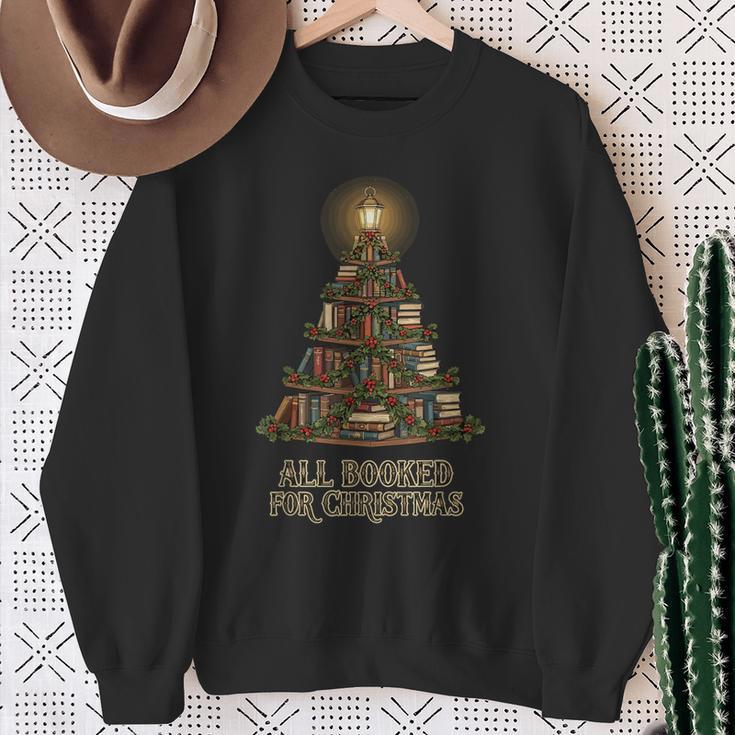 All Booked For Christmas Book Tree Book Lover Teacher Sweatshirt Gifts for Old Women