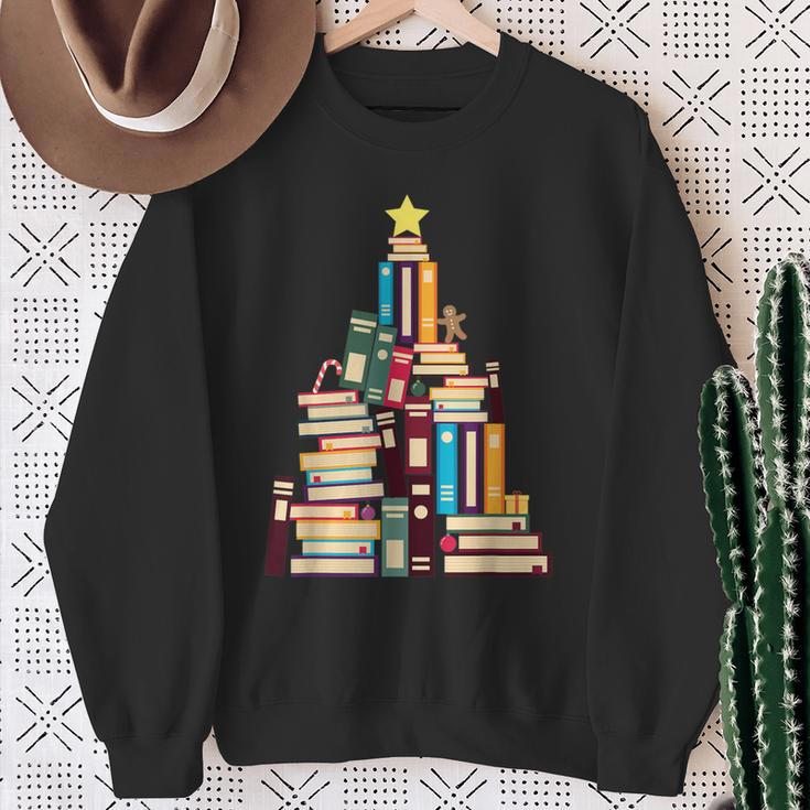 Booklovers Christmas Book Tree Sweatshirt Gifts for Old Women