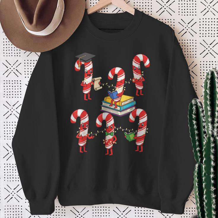 Bookmas Christmas Books Shirt Candy Cane Bookworm Sweatshirt Gifts for Old Women
