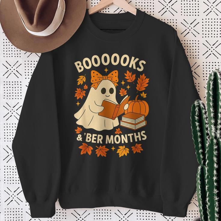 Books And BER Months Fall Librarian Reading Halloween Sweatshirt Gifts for Old Women