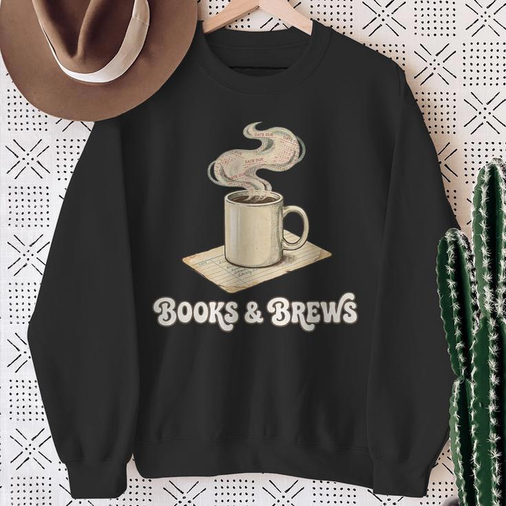 Books And Brews Coffee Reader Library Bibliophile Bookworm Sweatshirt Gifts for Old Women