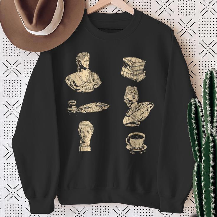 Books Coffee And Statues Dark Academia Sweatshirt Gifts for Old Women