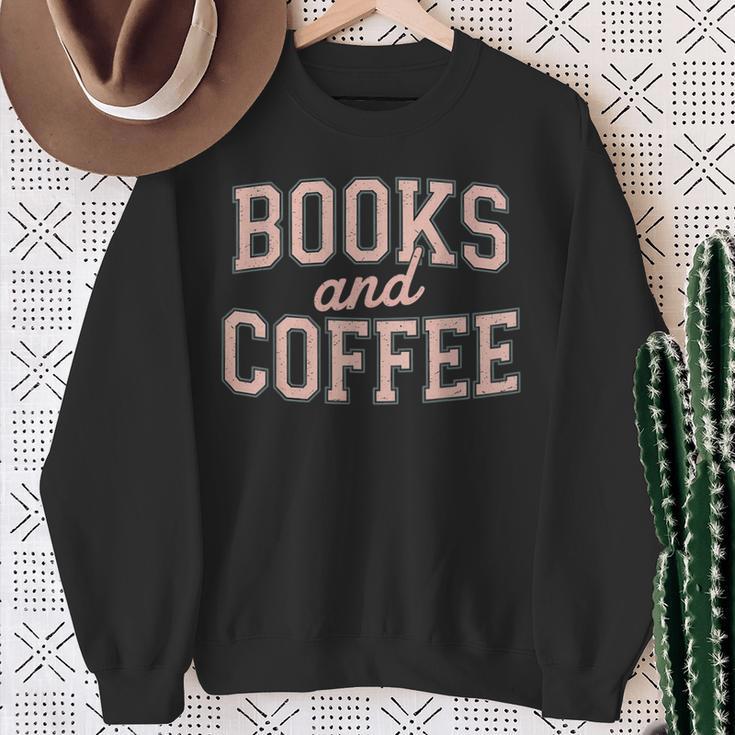 Books And Coffee Vintage Reading Lover Typography Sweatshirt Gifts for Old Women
