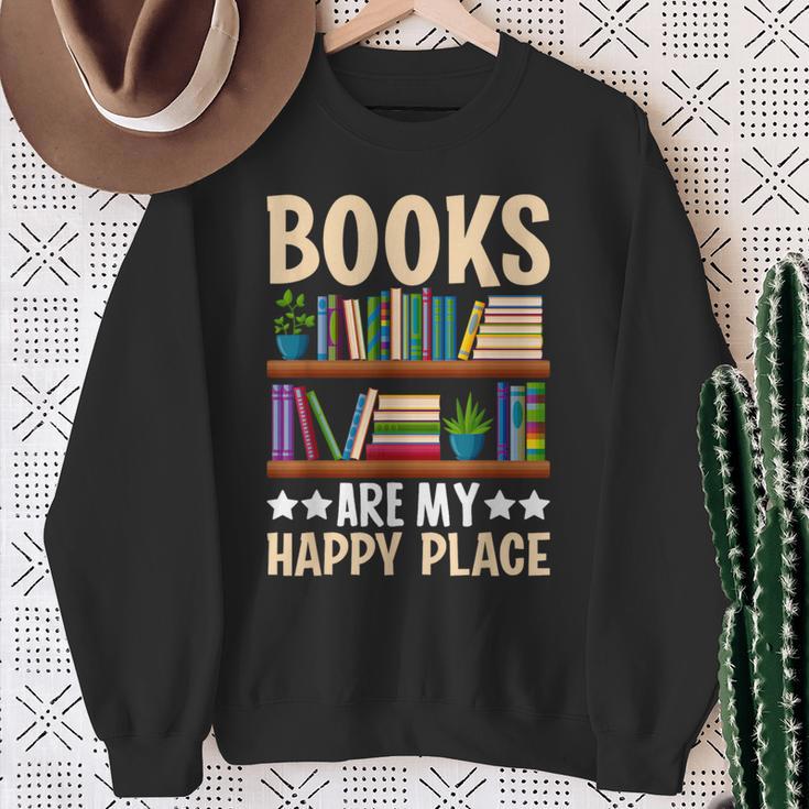 Books Are My Happy Place Sweatshirt Gifts for Old Women