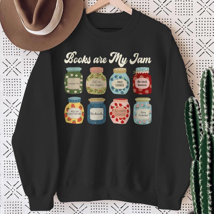 Books Are My Jam Shirt Book Lover Reader Reading Teacher Sweatshirt Gifts for Old Women