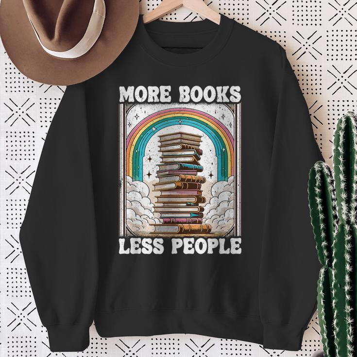 More Books Less People Mystic Book Rainbow Reading Book Sweatshirt Gifts for Old Women