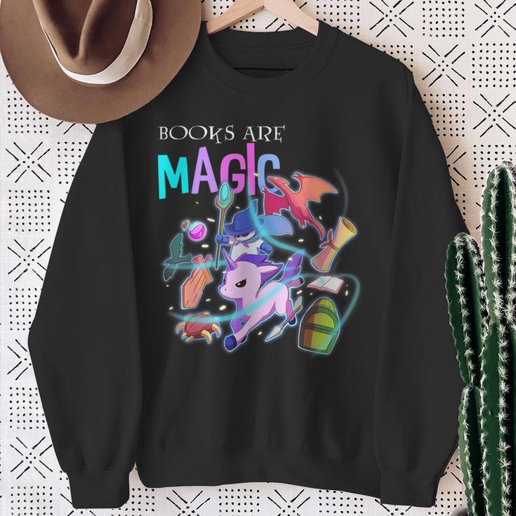 Books Are Magic Fantasy Bookworm Sweatshirt Gifts for Old Women