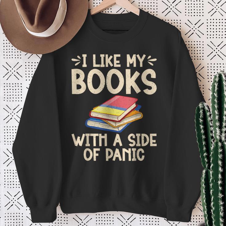 I Like My Books With a Side Of Panic Thriller Sweatshirt Gifts for Old Women