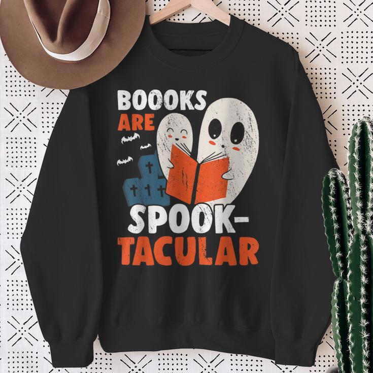Books Are Spook-Tacular Halloween Bookworm Book Reading Sweatshirt Gifts for Old Women