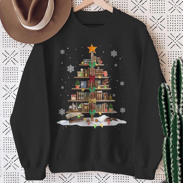 Bookshelf Christmas Tree Books For Book Lovers And Librarian Sweatshirt Gifts for Old Women