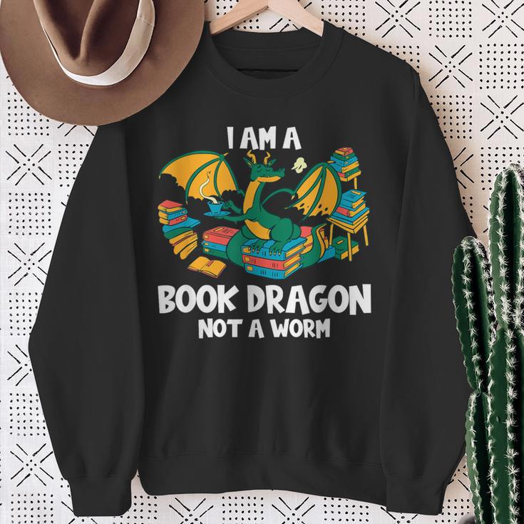 Bookworm Books Reading I Am A Book Dragon Sweatshirt Gifts for Old Women