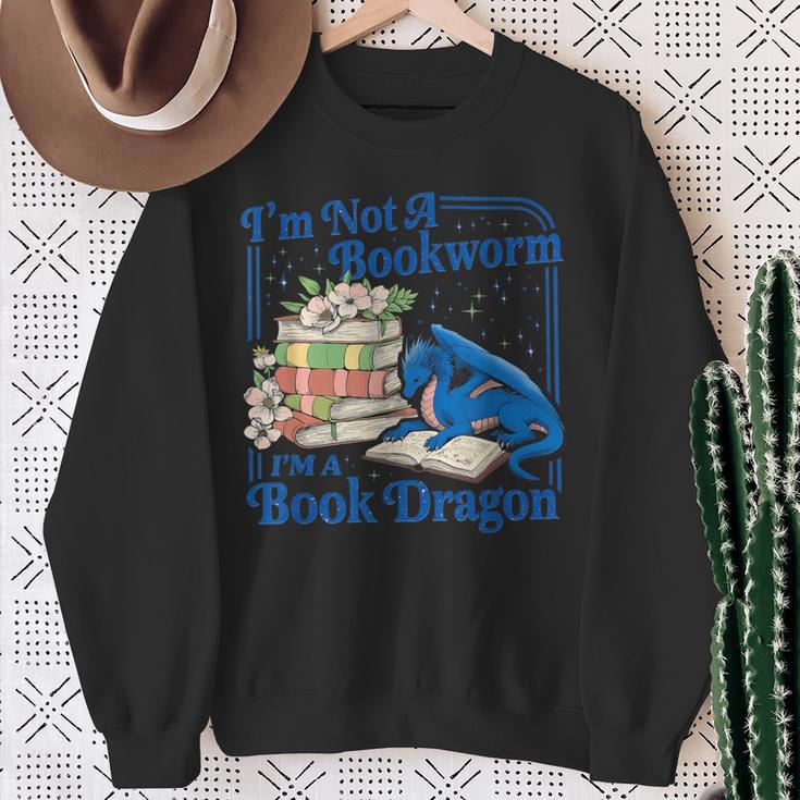 Bookworm I'm A Book Blue Dragon Fantasy Reader Bookish Sweatshirt Gifts for Old Women