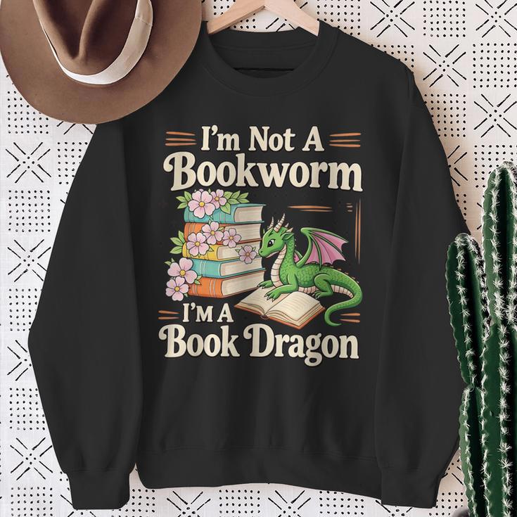 Bookworm I'm A Book Dragon Fantasy Reader Lover Bookish Sweatshirt Gifts for Old Women