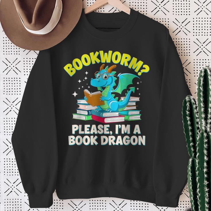 Bookworm Please I'm A Book Dragon Cute Nerds Fantasy Reader Sweatshirt Gifts for Old Women