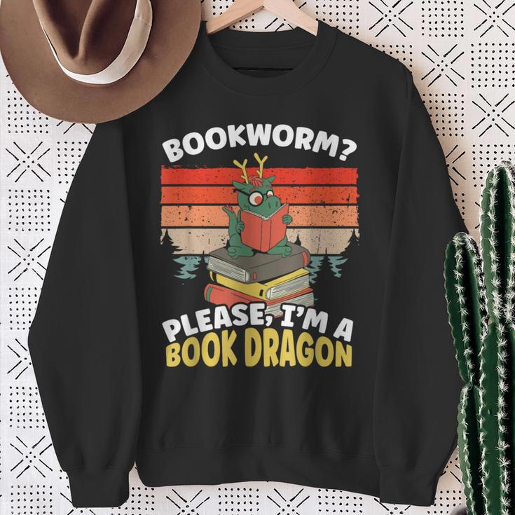 Bookworm Please I'm A Book Dragon Bookworm Book Lovers Sweatshirt Gifts for Old Women