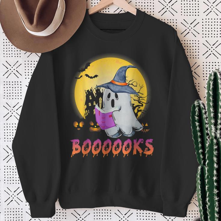 Boooks Cute Ghost Book Reading Halloween 2022 Teacher For Men Women Kids Sweatshirt Gifts for Old Women