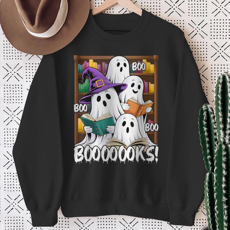 Boooks Ghosts Reading Book Retro Halloween Teacher Librarian Sweatshirt Gifts for Old Women Boooks Ghosts Reading Book Retro Halloween Teacher Librarian Sweatshirt Gifts for Old Women