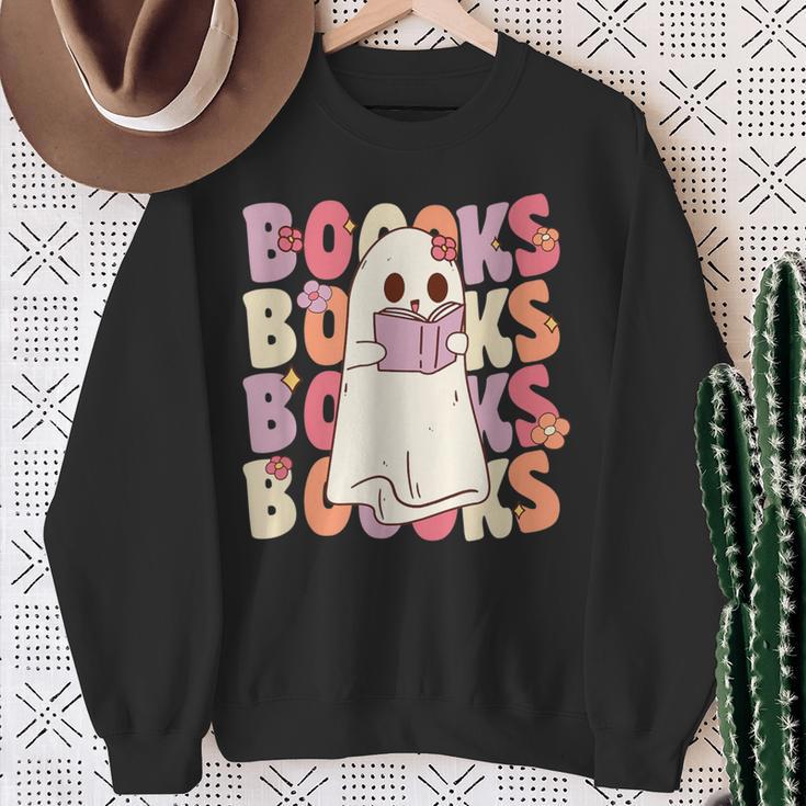 Boooks Halloween Ghost Pun Boo Books Groovy Ghost Sweatshirt Gifts for Old Women Boooks Halloween Ghost Pun Boo Books Groovy Ghost Sweatshirt Gifts for Old Women