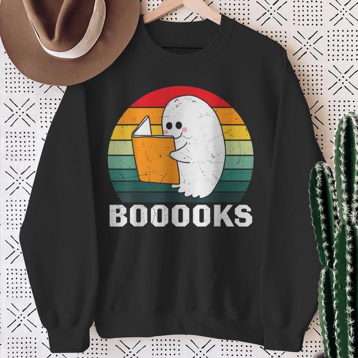 Booooks Funny Halloween Ghost Books For Bookworm Readers Sweatshirt Gifts for Old Women
