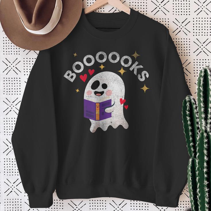 Boooooks Halloween Ghost Reading Book For Teacher & Student Men Women Kids Sweatshirt Gifts for Old Women