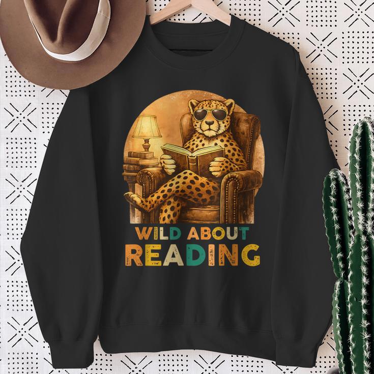 Boys Animal Wild About Reading Cheetah Book Sweatshirt Gifts for Old Women