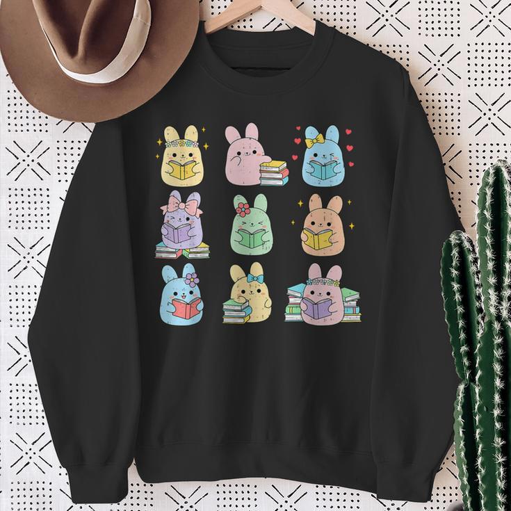 Bunny Reading Books Easter Day Teacher Librarian Book Lover Sweatshirt Gifts for Old Women Bunny Reading Books Easter Day Teacher Librarian Book Lover Sweatshirt Gifts for Old Women