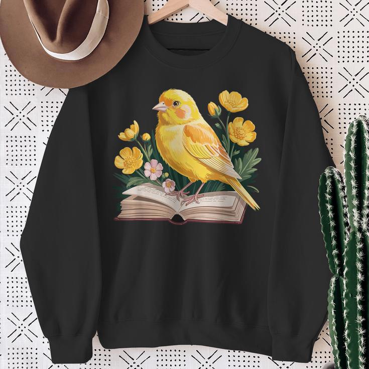 Canary Bird Floral Book Yellow Bird Reading Bookish Teacher Sweatshirt Gifts for Old Women Canary Bird Floral Book Yellow Bird Reading Bookish Teacher Sweatshirt Gifts for Old Women