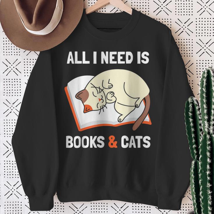 Cat Lovers All I Need Is Books & Cats Book Men Women Kids Sweatshirt Gifts for Old Women