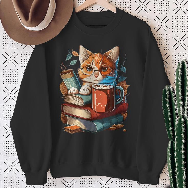 Cat Reading A Book Men Women Kids Sweatshirt Gifts for Old Women