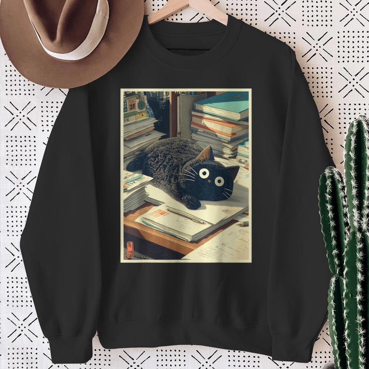 Cat Teacher Student School Last Day Books First 100th Day Sweatshirt Gifts for Old Women