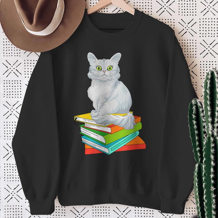 Cats And Books Lover Persian Cat For Men Women Kids Sweatshirt Gifts for Old Women