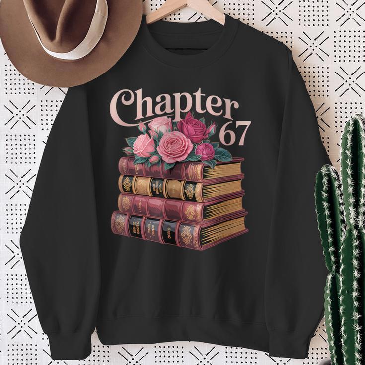 Chapter 67 Floral Book Stack Sweatshirt Gifts for Old Women
