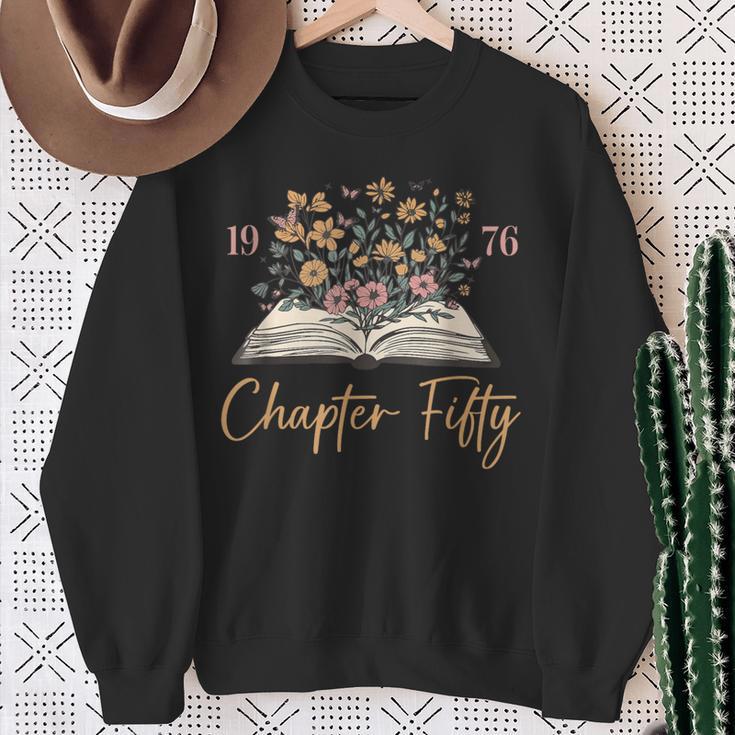 Chapter Fifty 1976 50th Birthday Wildflower Book 50 Year Old Sweatshirt Gifts for Old Women