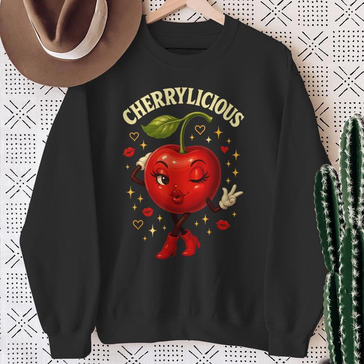 Cherrylicious キュート チェリー さくらんぼ おもしろフルーツ スウェットシャツ 年配の女性への贈り物