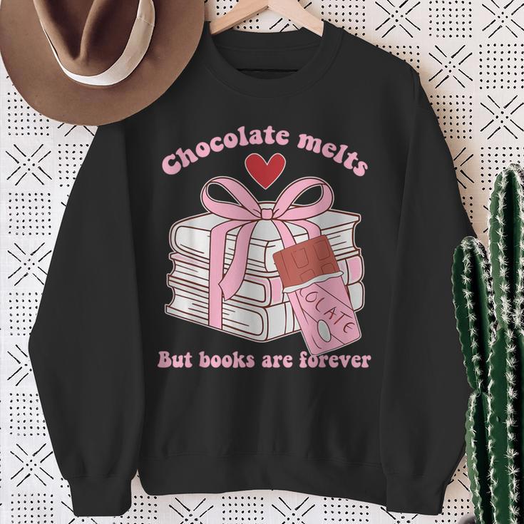 Chocolate Melts But Books Are Forever Booktrovert Sweatshirt Gifts for Old Women Chocolate Melts But Books Are Forever Booktrovert Sweatshirt Gifts for Old Women