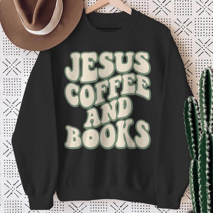 Christian Book Lover Coffee And Jesus Faith Reading Sweatshirt Gifts for Old Women
