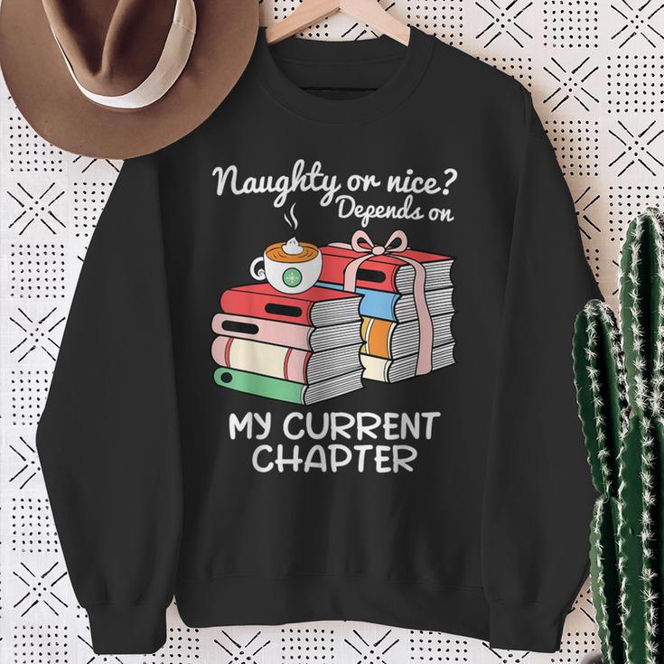 Christmas Book Lovers Naughty Or Nice Sweatshirt Gifts for Old Women