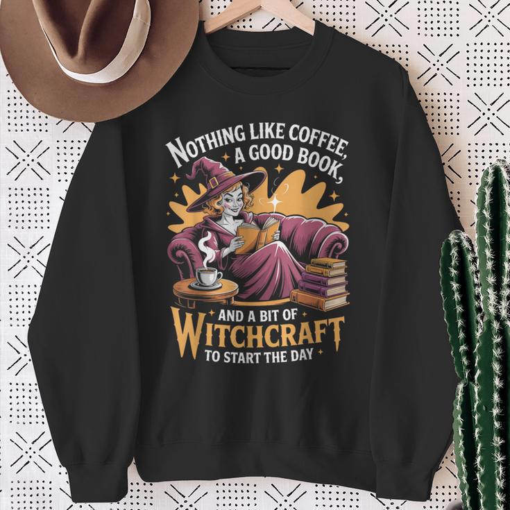 Coffee Book Witchcraft Witch Witches Bookish Reader Reading Sweatshirt Gifts for Old Women