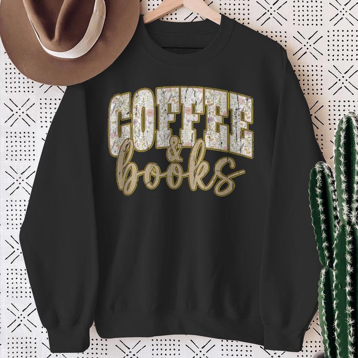 Coffee And Books I Love Them Both Book Coffee Lover Sweatshirt Gifts for Old Women