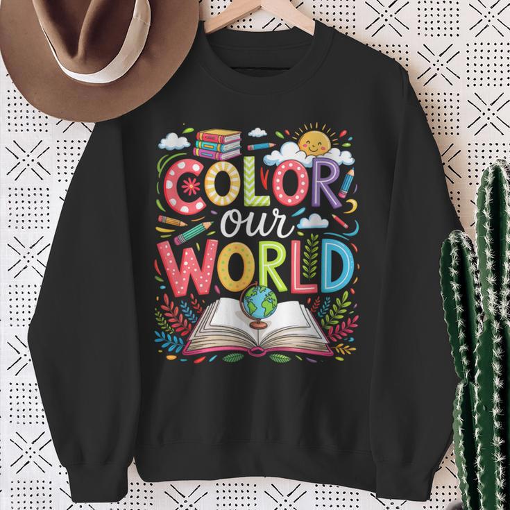 Color Our World Book Reading Program 2026 Summer Reading Sweatshirt Gifts for Old Women
