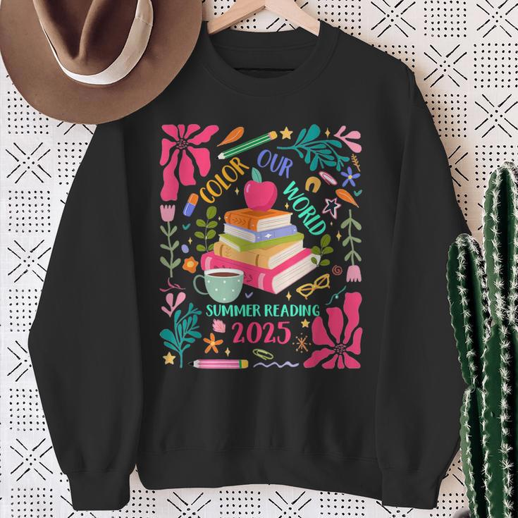 Color Our World Summer Reading 2025 Boho Wildflower Book Sweatshirt Gifts for Old Women Color Our World Summer Reading 2025 Boho Wildflower Book Sweatshirt Gifts for Old Women