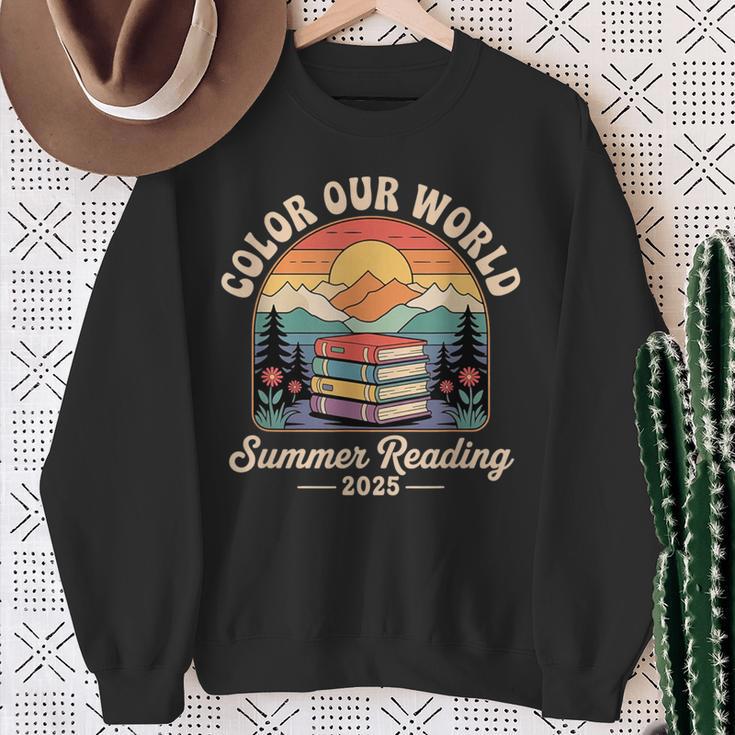 Color Our World Summer Reading 2025 Cute Book Wildflowers Sweatshirt Gifts for Old Women